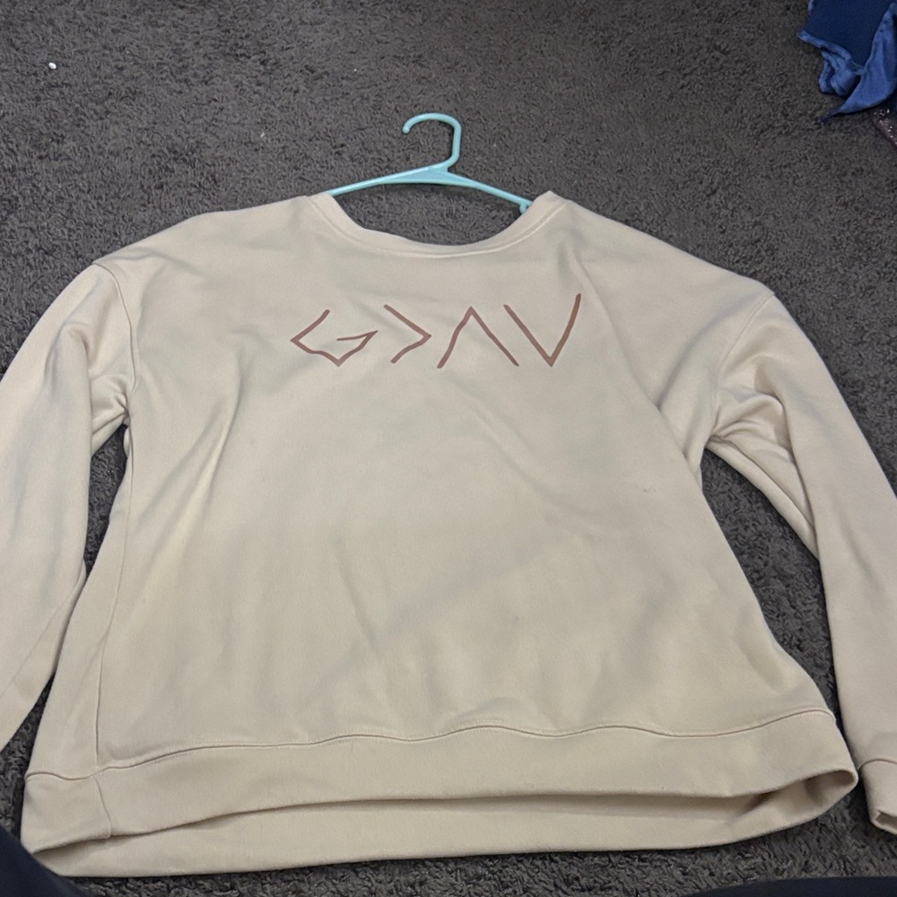 Beige Sweatshirt with Brown Graphic